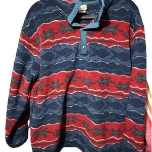 LL Bean Women’s Fleece 1/4 Snap Pullover Vintage Made In USA jacket sweater